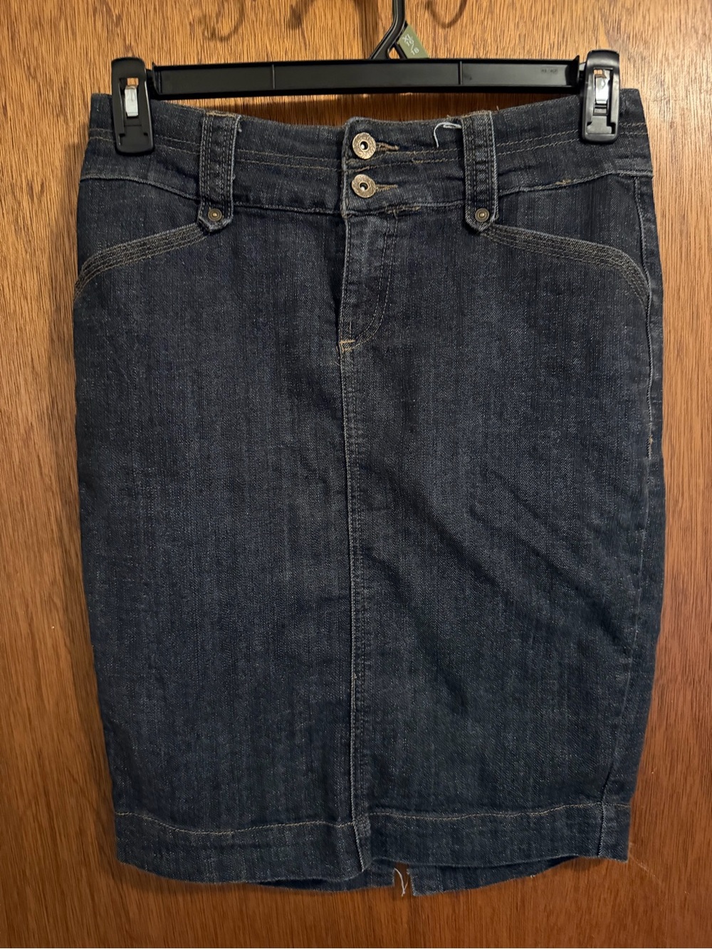 Classic Dark Denim Pencil Skirt - Women's Dark Blue Jean Skirt
